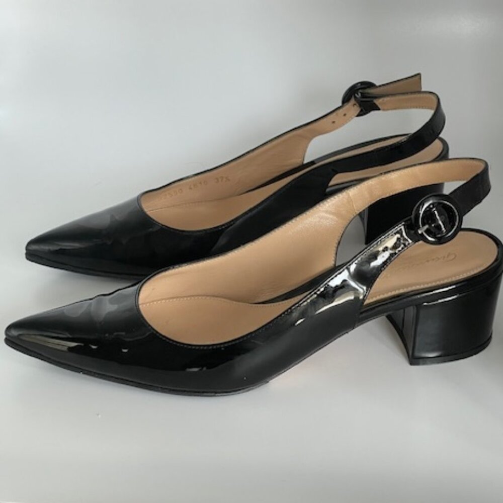 Gianvito Rossi Women's‎ Black Patent Leather Slingback Pumps EU 37.5 US 7.5